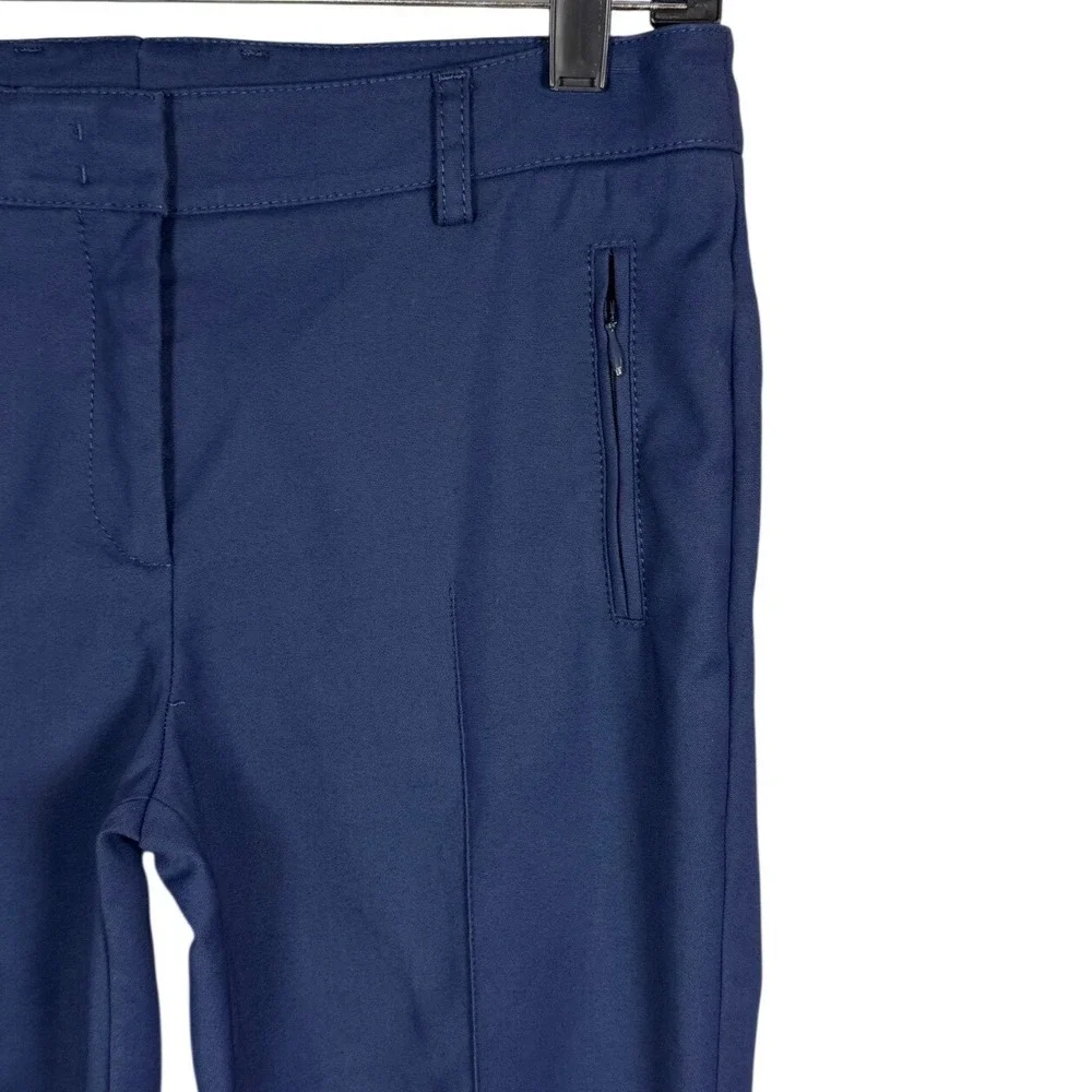 Akris Punto Navy Blue Cotton Blend Slim Pintuck Tailored Trousers Pants US 4